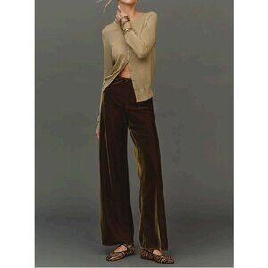Wide-Leg Velvet Pants in Olive